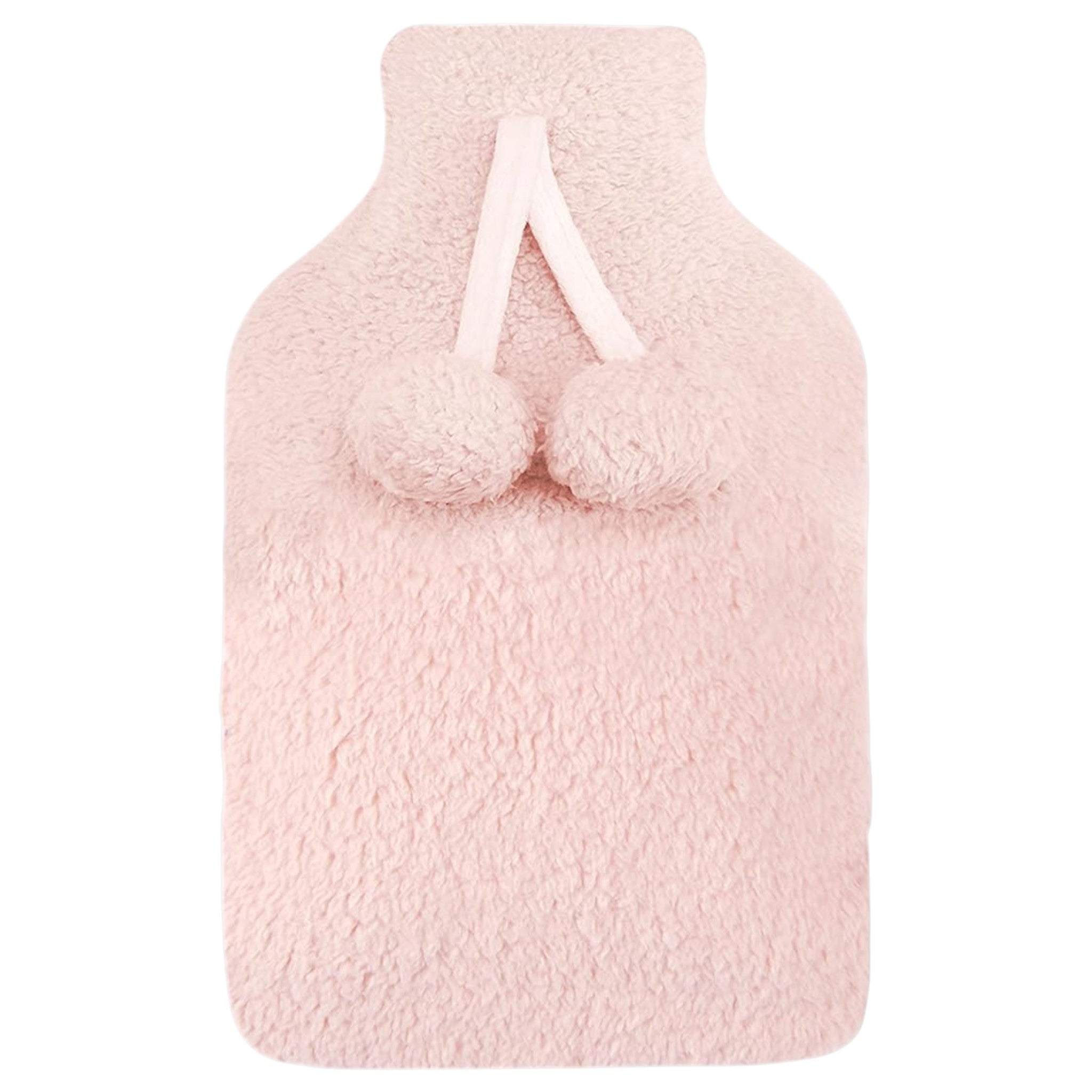 Elite Heat hot water bottle with removable plush cover, perfect for winter in blush pink